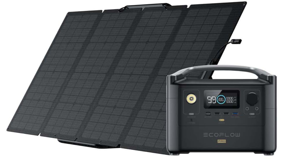 EcoFlow RIVER Pro w/1 Solar Panel, 160W, Black, RIVERAMPROSP161