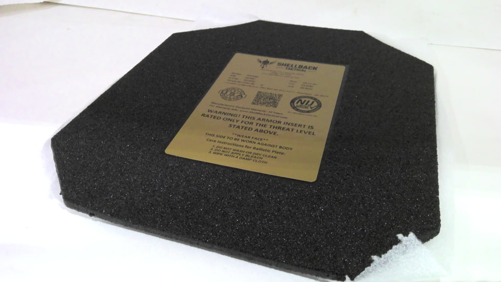 EDEMO Shellback Tactical Prevail Series AR1000 Level III+ Single Curve 10 x 12 Hard Armor Plate, Black, 10 x 12, SBT-AR1000RP-BK, EDEMO1