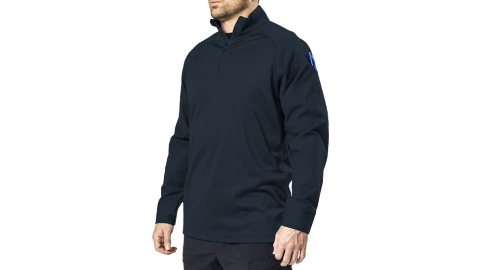 Elbeco UFX Bold Long Sleeve Zip Mock Neck Patrol Shirt, Regular, Midnight Navy, Large, SM4108NV+L