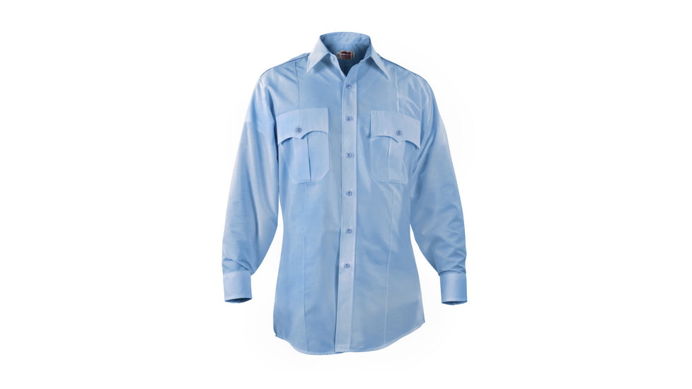 Elbeco Paragon Plus Short Sleeve Poplin Shirt, 22 in, 37 in, Blue, TP878-22-37