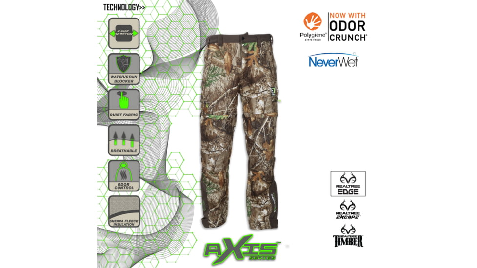 Element Outdoors Axis Mid Weight Pants - Men's, 2XL, Realtree Edge, AS-MP-2XL-ED