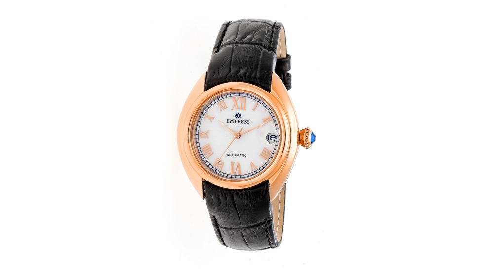 Empress Anoinette Automatic Mother-Of-Pearl Leather-Band Watch w/Date, Rose Gold/White, Standard EMPEM1405