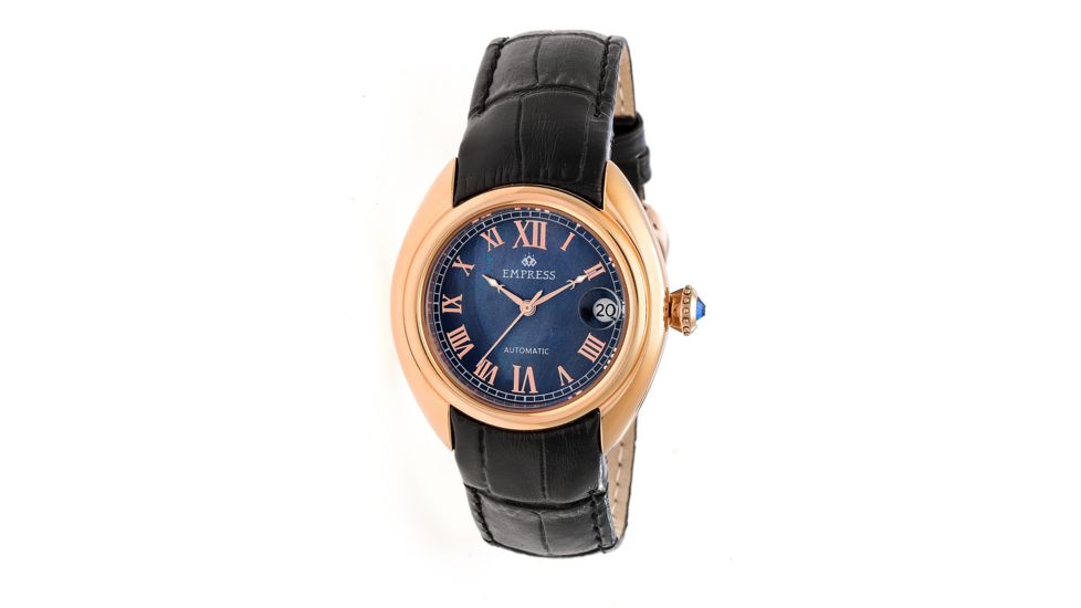 Empress Anoinette Automatic Mother-Of-Pearl Leather-Band Watch w/Date, Rose Gold/Black, Standard EMPEM1406