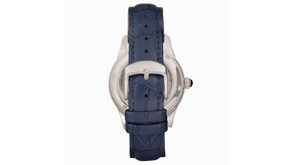 Empress Augusta Automatic Mosaic Mother-of-Pearl Leather-Band Watch, Silver/Blue, One Size, EMPEM3502