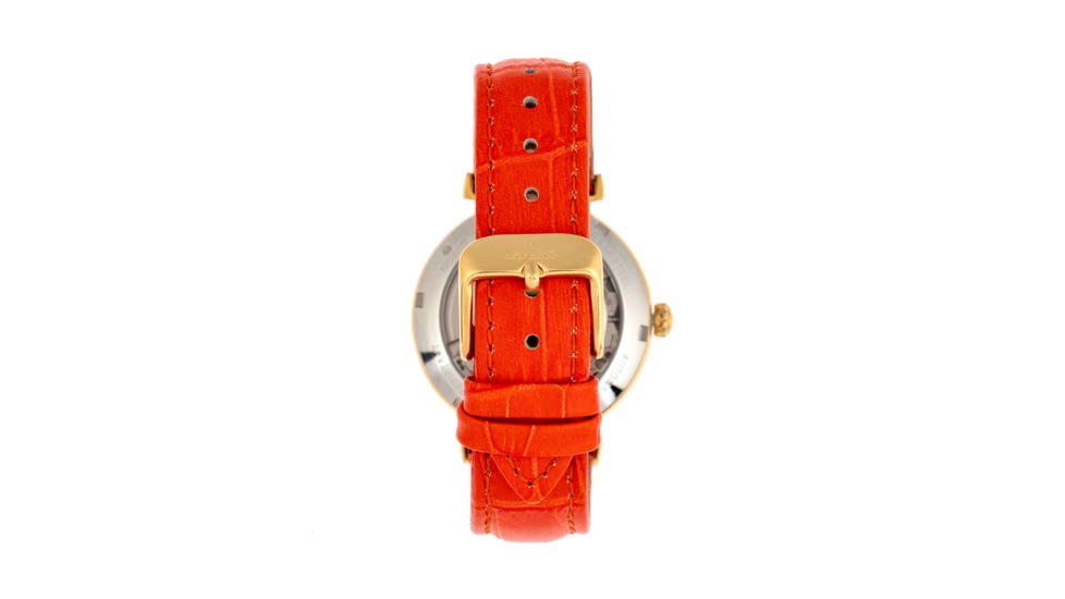Empress Edith Semi-Skeleton Leather-Band Watch, Orange, One Size, EMPEM3304