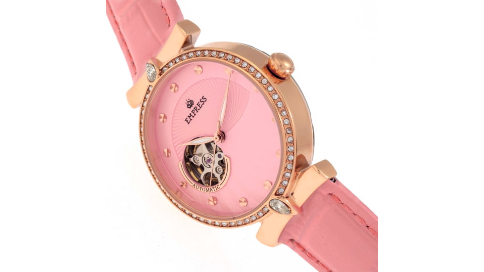 Empress Edith Semi-Skeleton Leather-Band Watch, Pink, One Size, EMPEM3306
