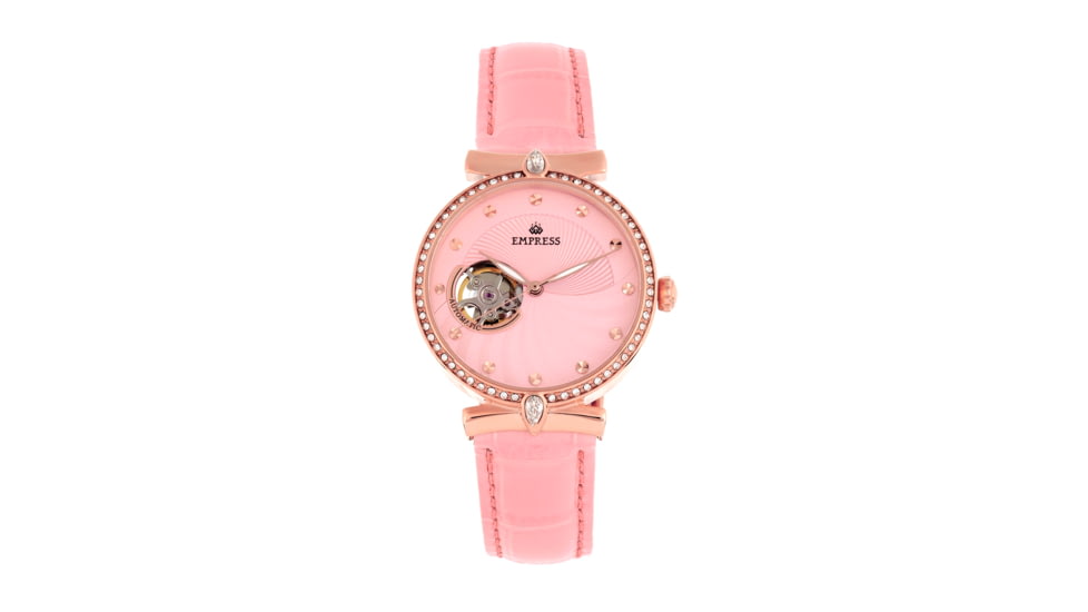 Empress Edith Semi-Skeleton Leather-Band Watch, Pink, One Size, EMPEM3306