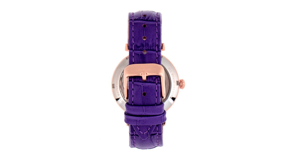 Empress Edith Semi-Skeleton Leather-Band Watch, Purple, One Size, EMPEM3305