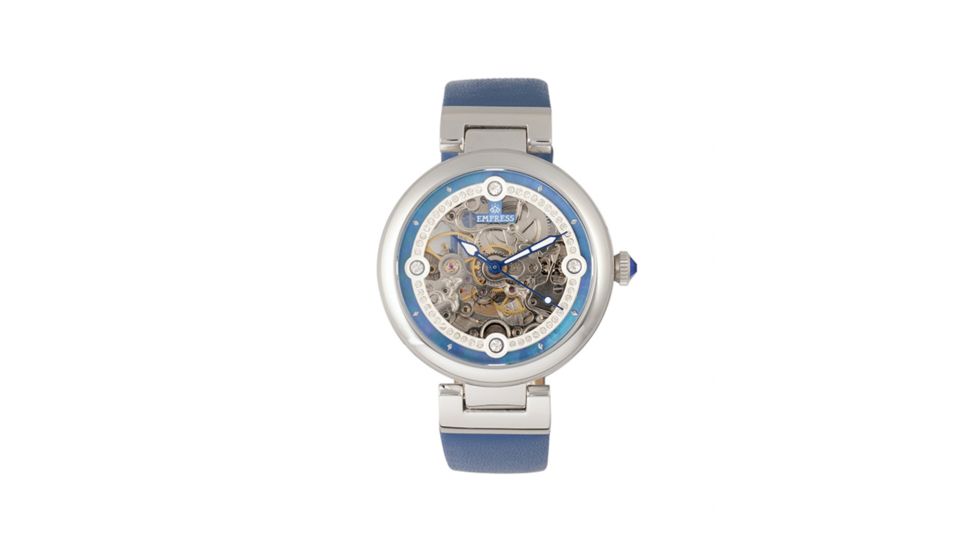 Empress Adelaide Automatic Skeleton Leather-Band Watch, Blue, EMPEM2505