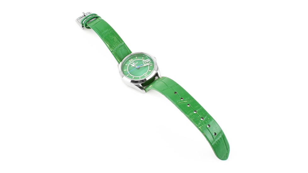 Empress Messalina MOP Leather-Band Watch w/Date, Green, EMPEM2402