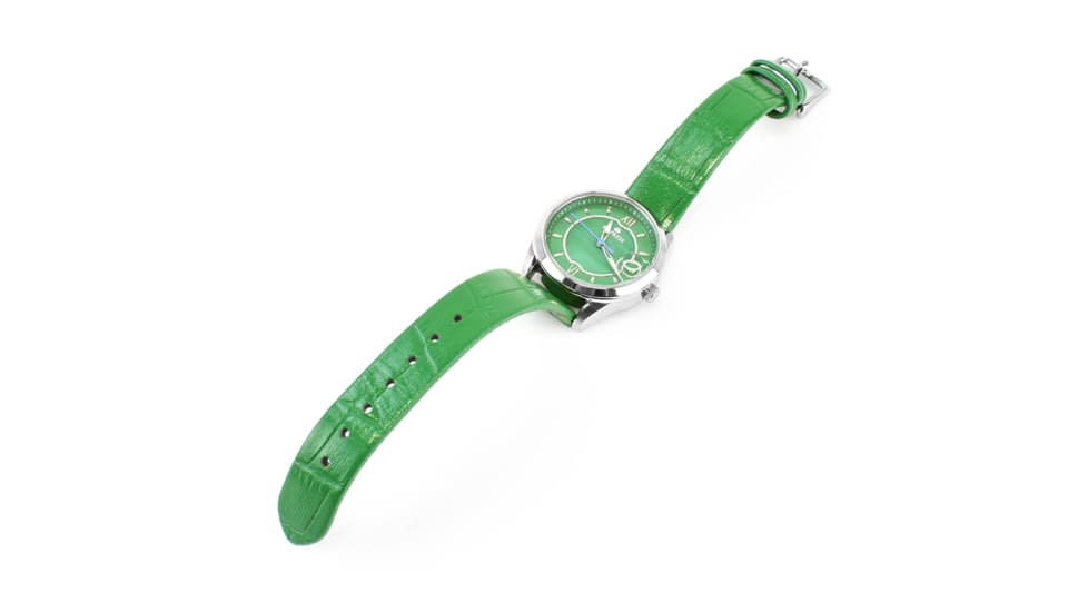 Empress Messalina MOP Leather-Band Watch w/Date, Green, EMPEM2402