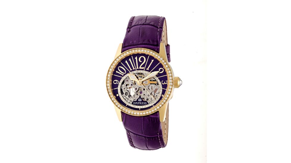 Empress Justinian Automatic Semi-Skeleton Dial Leather-Band Watch, Gold/Purple, Standard EMPEM1604