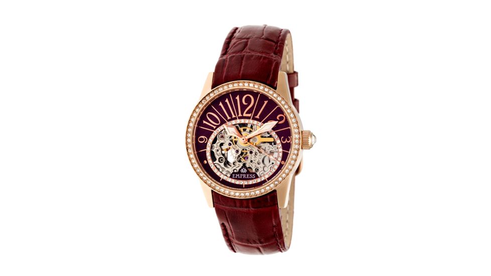 Empress Justinian Automatic Semi-Skeleton Dial Leather-Band Watch, Rose Gold/Red, Standard EMPEM1606