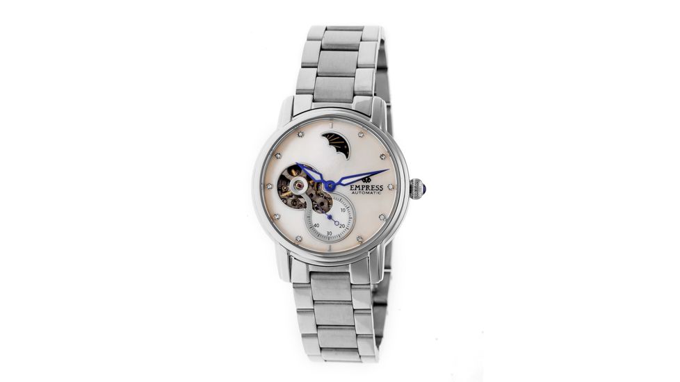 Empress Theodora Automatic Mother-of-Pearl Semi-Skeleton Bracelet Watch, Silver, Standard EMPEM1201