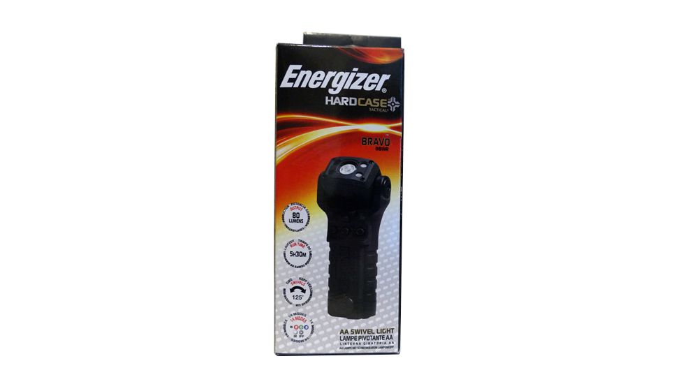 Energizer Bravo 2AA Flashlight Handheld Swivel Tactical LED Light Retail Box, Black, Small, NSN N, BBINR