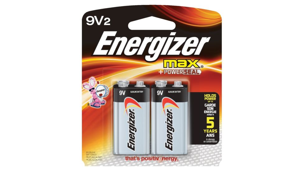 Energizer Max 9V-2 Batteries, 2 Pack, ENR-522BP-2