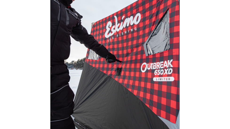 Eskimo Ice Shelter Outbreak 650 XD Plaid, Red/Black, 5-7 Person, 44650