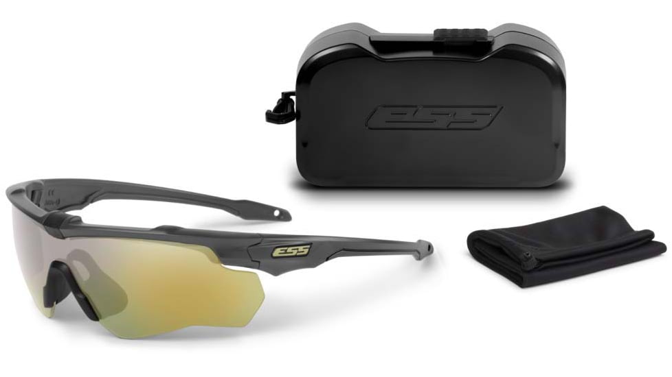 ESS Craftsman CrossBladeSTD Sunglasses, Carbon Gray Frame, Mirrored Brass Lens, Large, EE9032-30