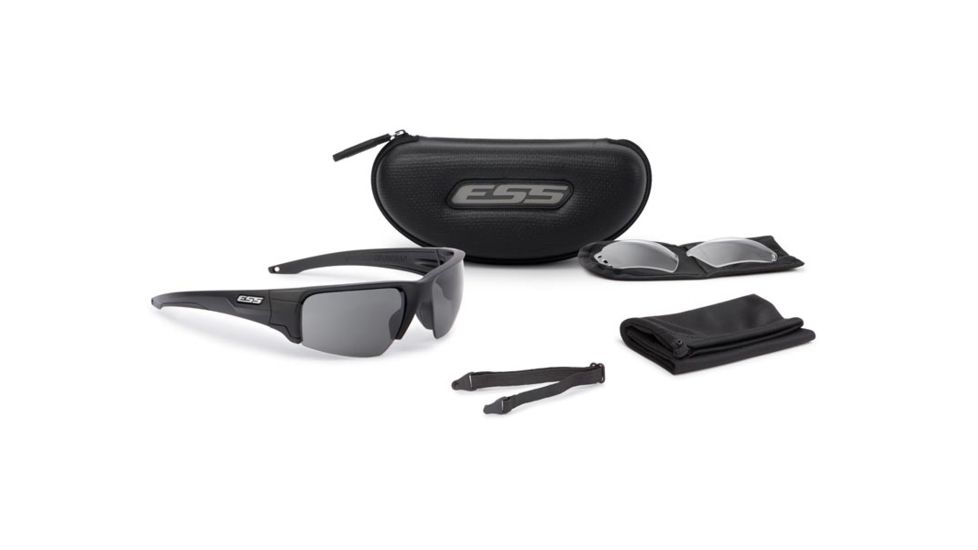 ESS Crowbar Silver Logo Sunglasses Kit, Black Frame, Small-to-Medium EE9019-02