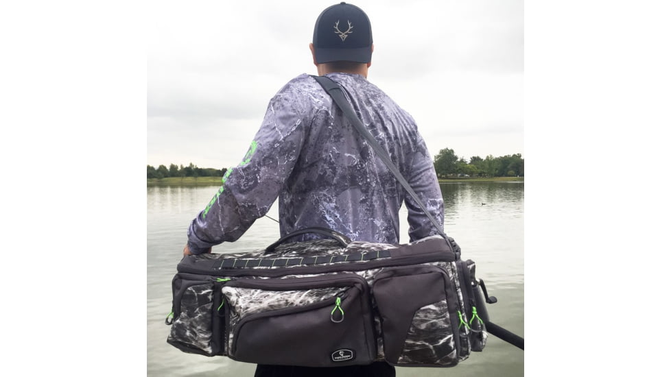 Evolution Outdoor Large Mouth In-line Tackle Bag, Mossy Oak Elements / Grey / White / Green, Large, 31019-EV