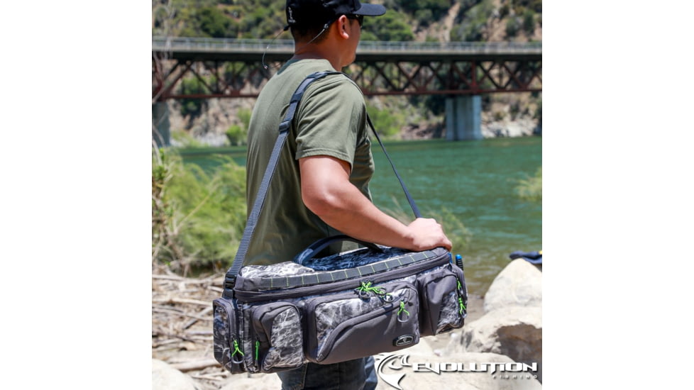 Evolution Outdoor Large Mouth In-line Tackle Bag, Mossy Oak Elements / Grey / White / Green, Medium, 31018-EV