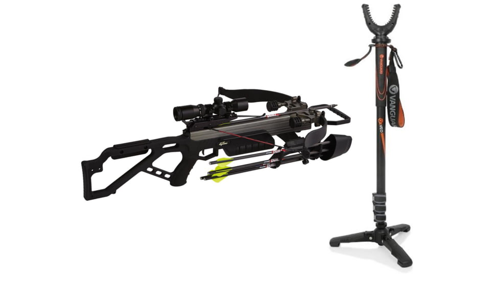 Excalibur Crossbow Micro 335 Crossbow, w/Dead-Zone Scope Nightmare, 3930 W/ Vanguard Veo Shooting Stick