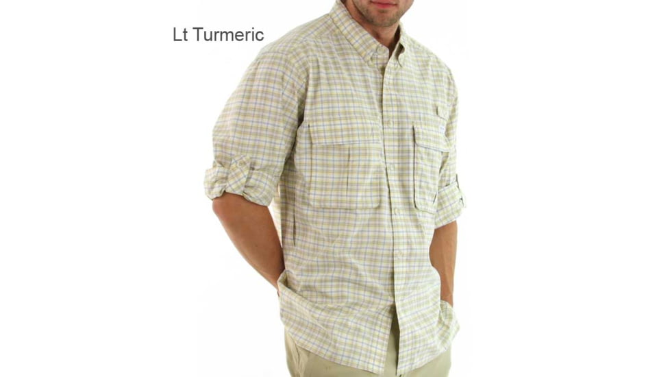 ExOfficio Air Strip Lite Macro Plaid LS - Men's - Lt Turmeric XX