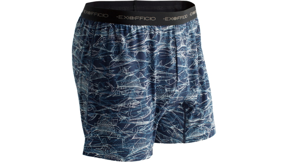 ExOfficio Give-N-Go Printed Boxer - Men's -Navy/Sketched Fish-Small