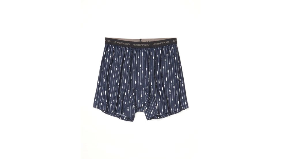 ExOfficio Give-N-Go Printed Boxer - Mens, Navy Fish &amp; Hook, Large, 12452346-7022-L