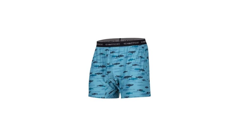 ExOfficio Give-N-Go Printed Boxer Mens, Storm Blue Tarpon, S, 12452346-7320-S