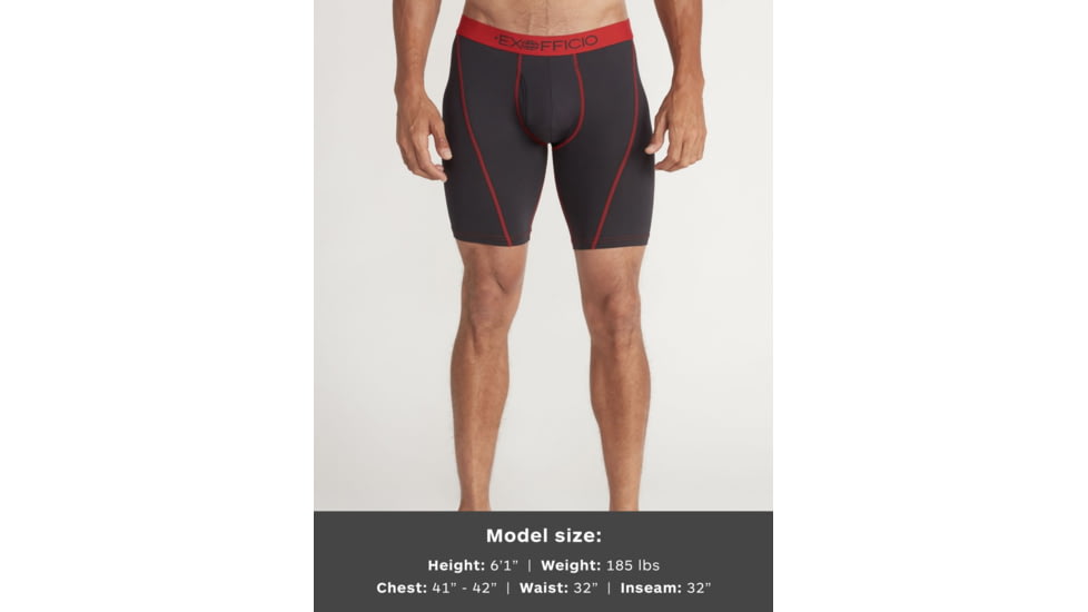 ExOfficio Give-N-Go Sport 2.0 Boxer Brief - Mens, Black/Scarlet Sage, Medium, 9 in, 1241-3449-9116-M