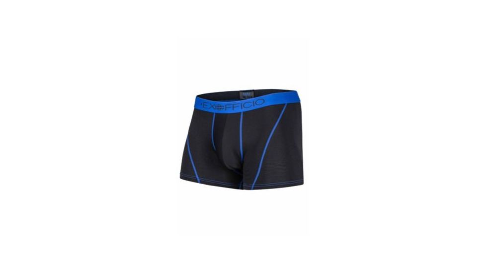 ExOfficio Give-N-Go Sport Mesh 3 Inch Boxer Brief Mens, Black/Royal, S, 12412458-9307-S