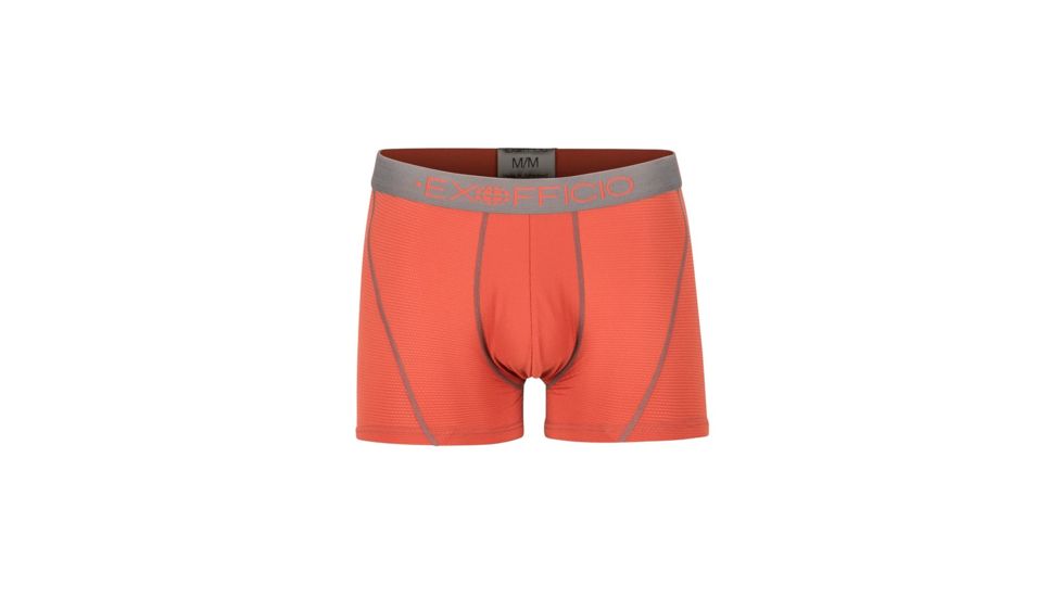 ExOfficio Give-N-Go Sport Mesh 3 Inch Boxer Brief, Retro Red/Slate, S, 12412458-3176-S