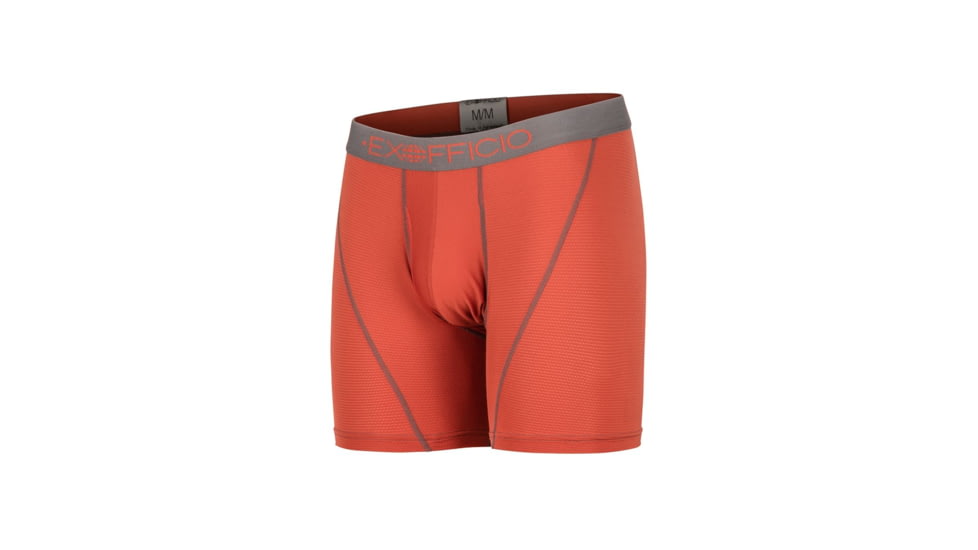 ExOfficio Give-N-Go Sport Mesh 6 Inch Boxer Brief, Retro Red/Slate, L, 12412336-3176-L