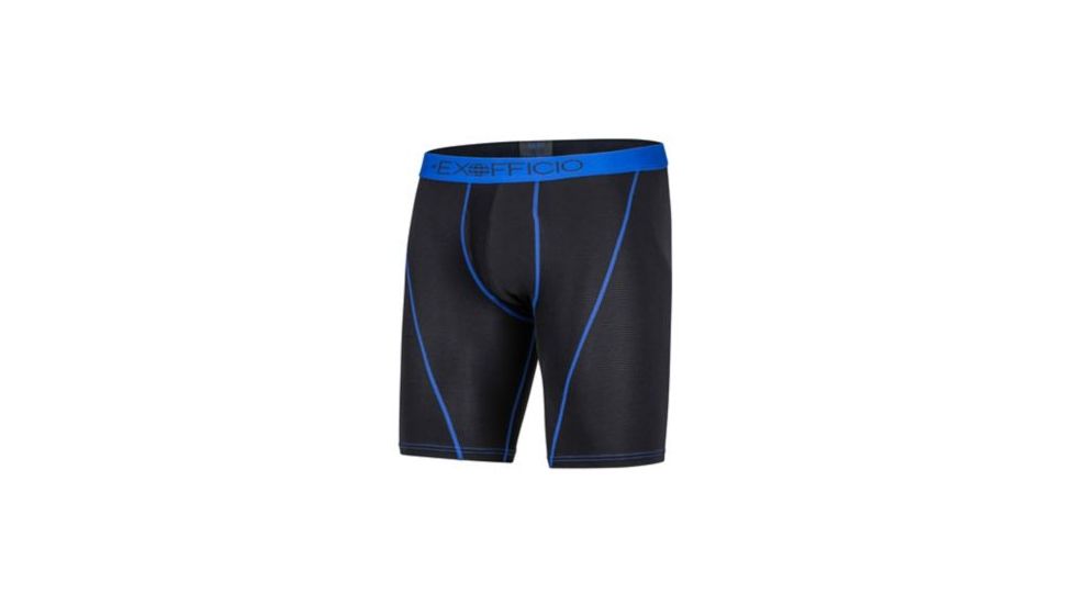 ExOfficio Give-N-Go Sport Mesh 9 Inch Boxer Brief Mens, Black/Royal, L, 12412335-9307-L