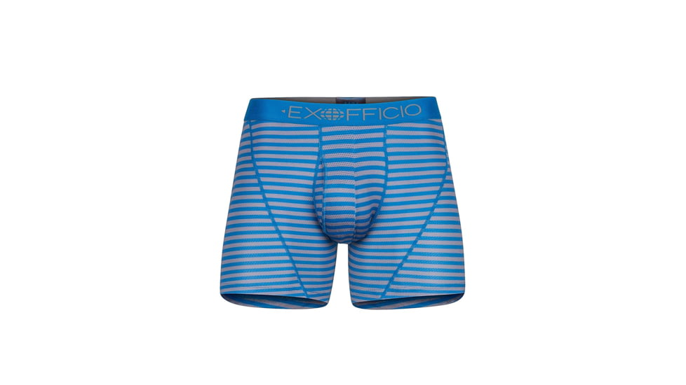 ExOfficio Give-N-Go Sport Mesh Print 6 Inch Boxer Brief Mens, Mykonos Stripe, S, 12453043-7305-S