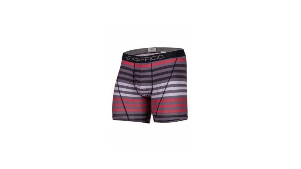 ExOfficio Give-N-Go Sport Mesh Print 6 Inch Boxer Brief Mens, Red Large Stripe, S, 12453043-7328-S