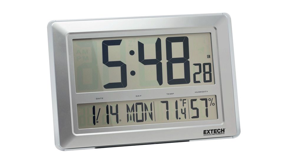 Extech Instruments Clock, Radio Controlled, Temp/Humidity, CTH10A