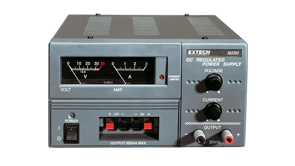 Extech Instruments Dc Power Supply, Analog 110/220Vac, 382203