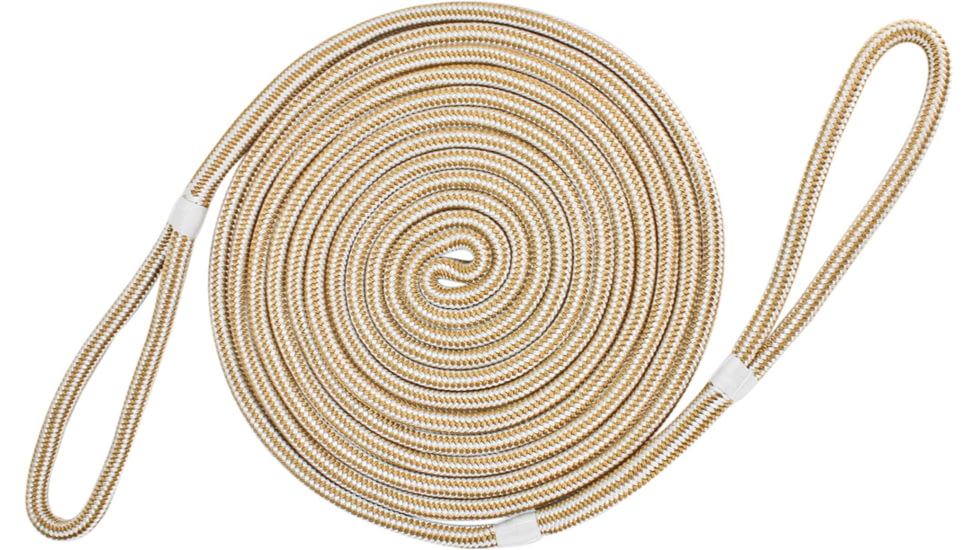 Extreme Max Boattector Premium Double Looped Nylon Dock Line For Mooring Buoys - 35, White &amp; Gold, 35ft, 3006.2399