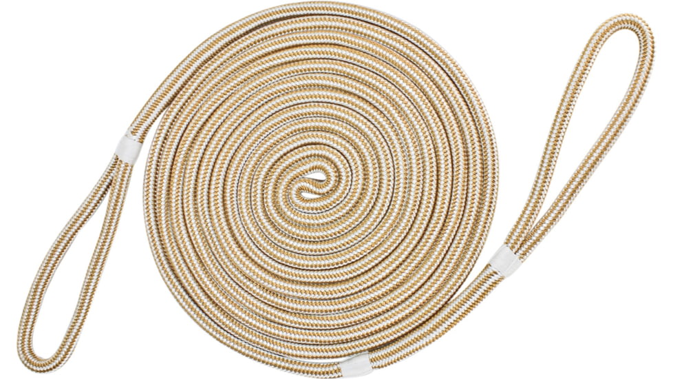 Extreme Max Boattector Premium Double Looped Nylon Dock Line For Mooring Buoys - 5/8in x 30, White &amp; Gold, 3006.2379