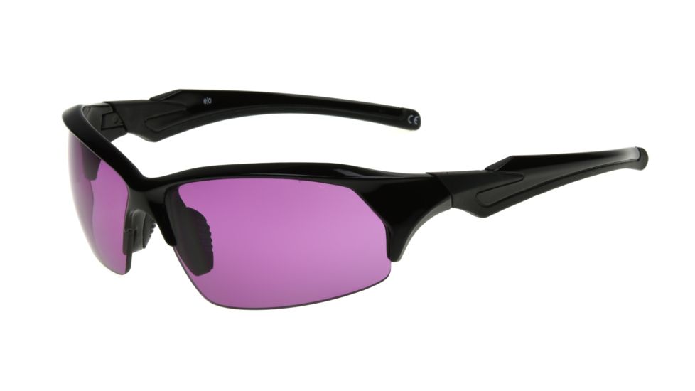 Extreme Optiks EOG 12 Sunglasses, Shiny Black/Black Rubber Frame, Violet lense Lens, 10237769.QTS