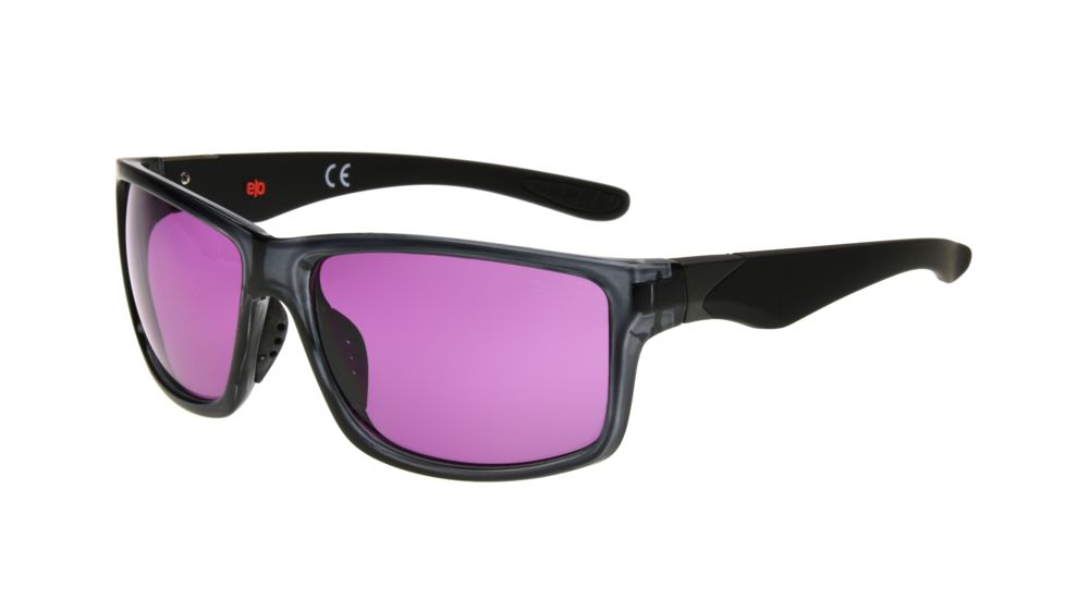 Extreme Optiks EOG 14 Sunglasses, Dark Grey/Black Rubber Frame, Violet lense Lens, 10237310.QTS