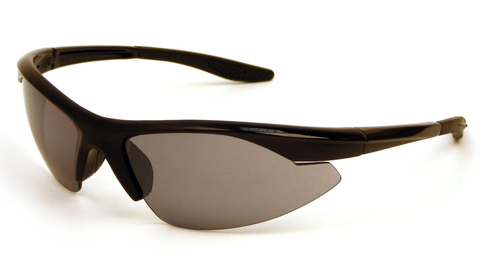 Extreme Optiks SuperBlade Sunglasses, Shiny Black Frame, Smoke with Silver Mirror Flash Lens, 10210963.FGX