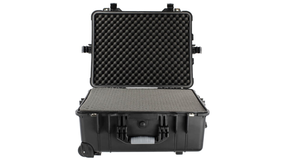 Eylar Medium 24in Protective Roller Case Water and Shock Resistant w/ Foam, Black, SA00009