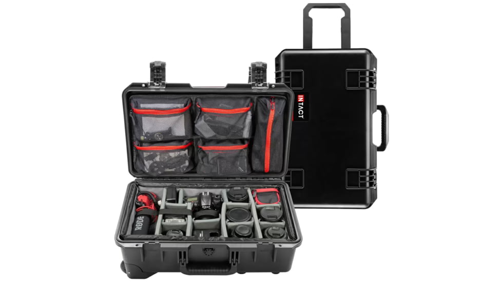 Eylar Intact Premium Series 22 in Hard Rolling Carry-On Camera Case with Adjustable Padded Divider and Lid Organizer