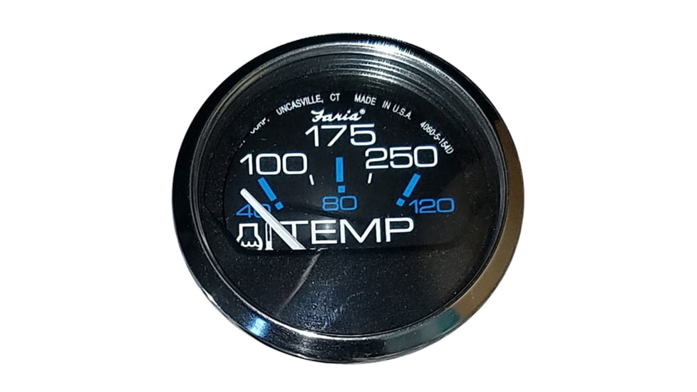 Faria Beede Instruments Black SS 2" Water Temperature Gauge 100-250F Chesapeake 54631