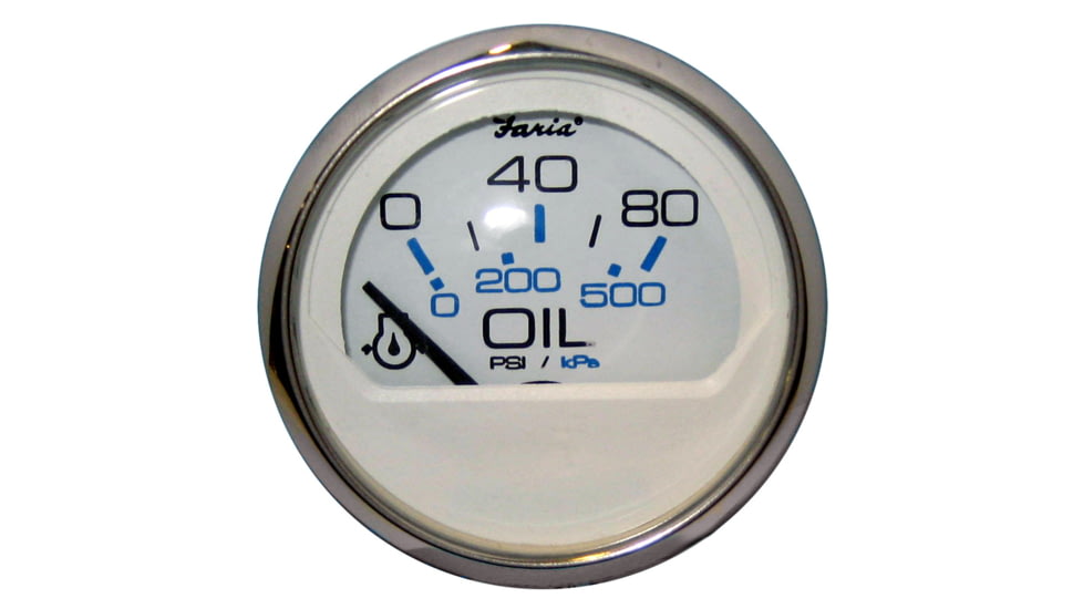 Faria Beede Instruments Chesapeake White SS 2" Oil Pressure Gauge - 80 PSI 54650