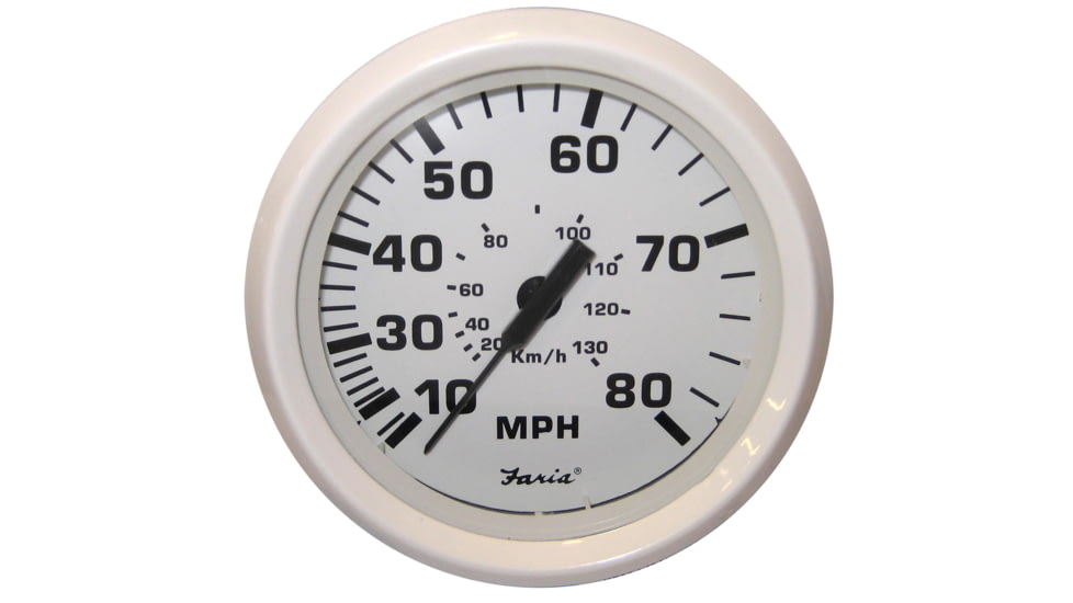 Faria Beede Instruments Dress White 4" Speedometer - 80MPH Mechanical 54667