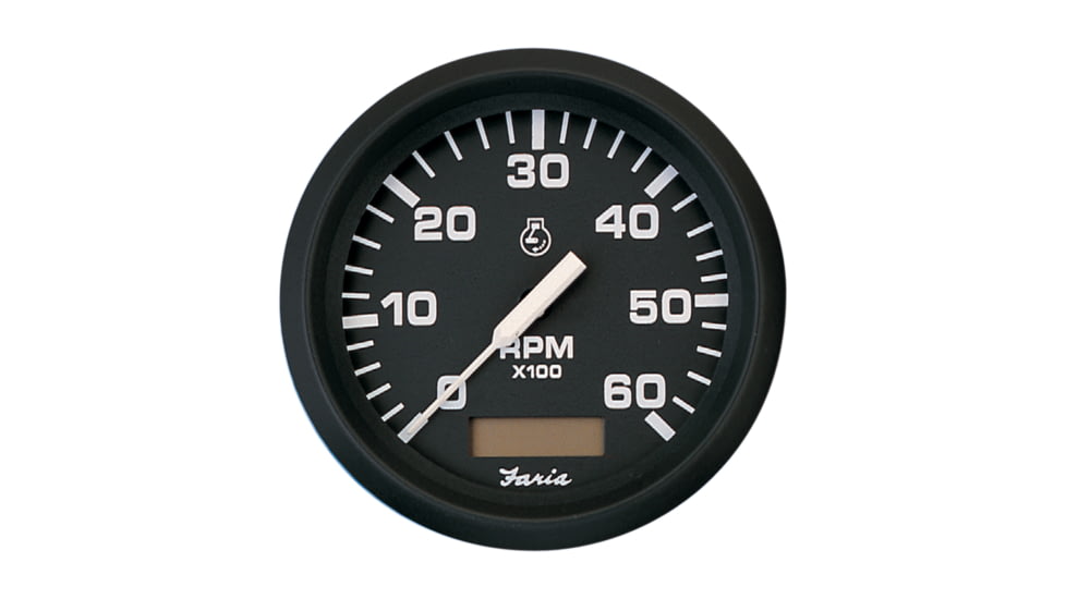 Faria Beede Instruments Euro Black 4" Tachometer w/Hourmeter - 6,000 RPM Gas - Inboard 54684